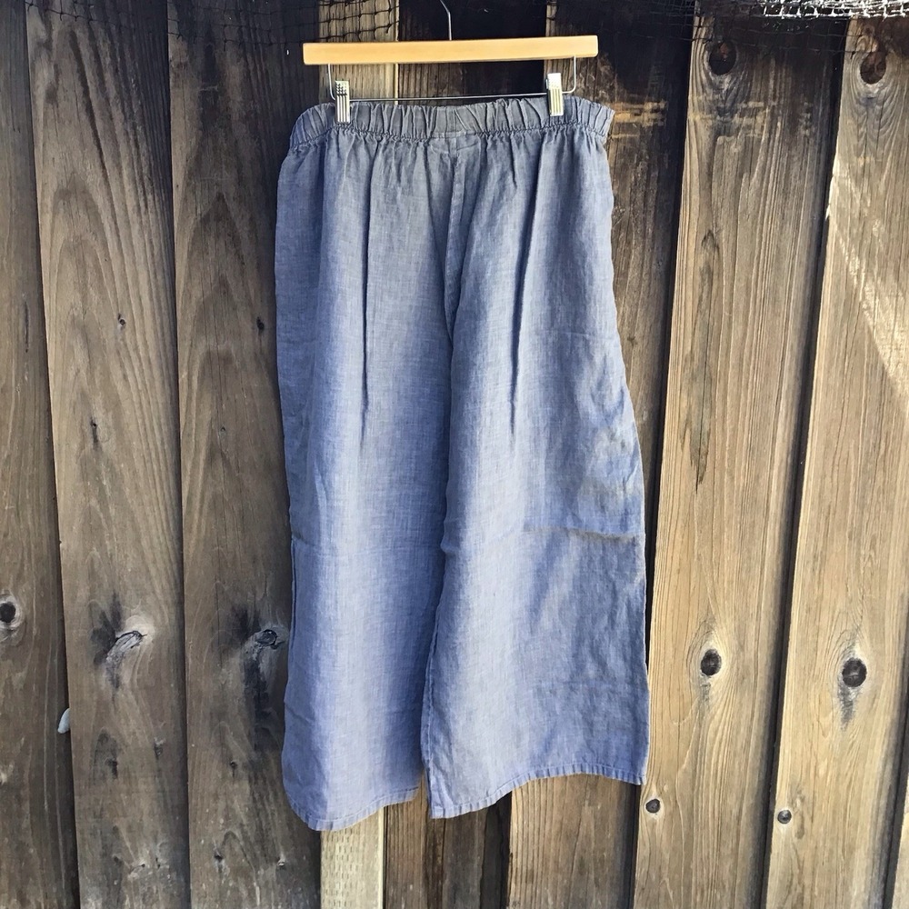 Bryn Walker Gray Linen Wide Leg Pants Women's XL Made in USA 33x24.5 - Picture 6 of 7